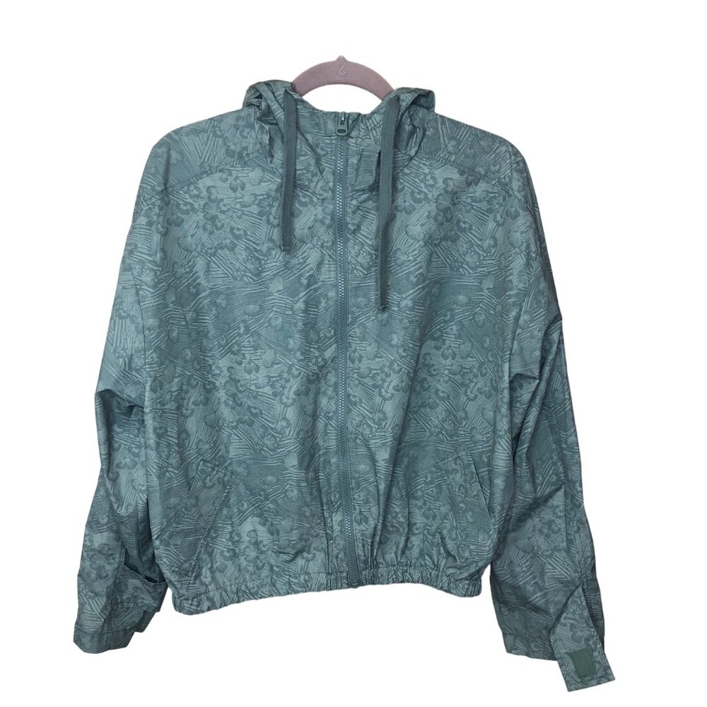Body & Sol Lightweight Hooded Jacket Womens Size Leaf Pattern Yoga Outdoors Zen